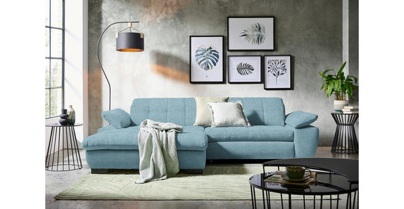 ECKSOFA in Webstoff Hellblau  - Schwarz/Hellblau, Design, Textil/Metall (180/265cm) - Carryhome