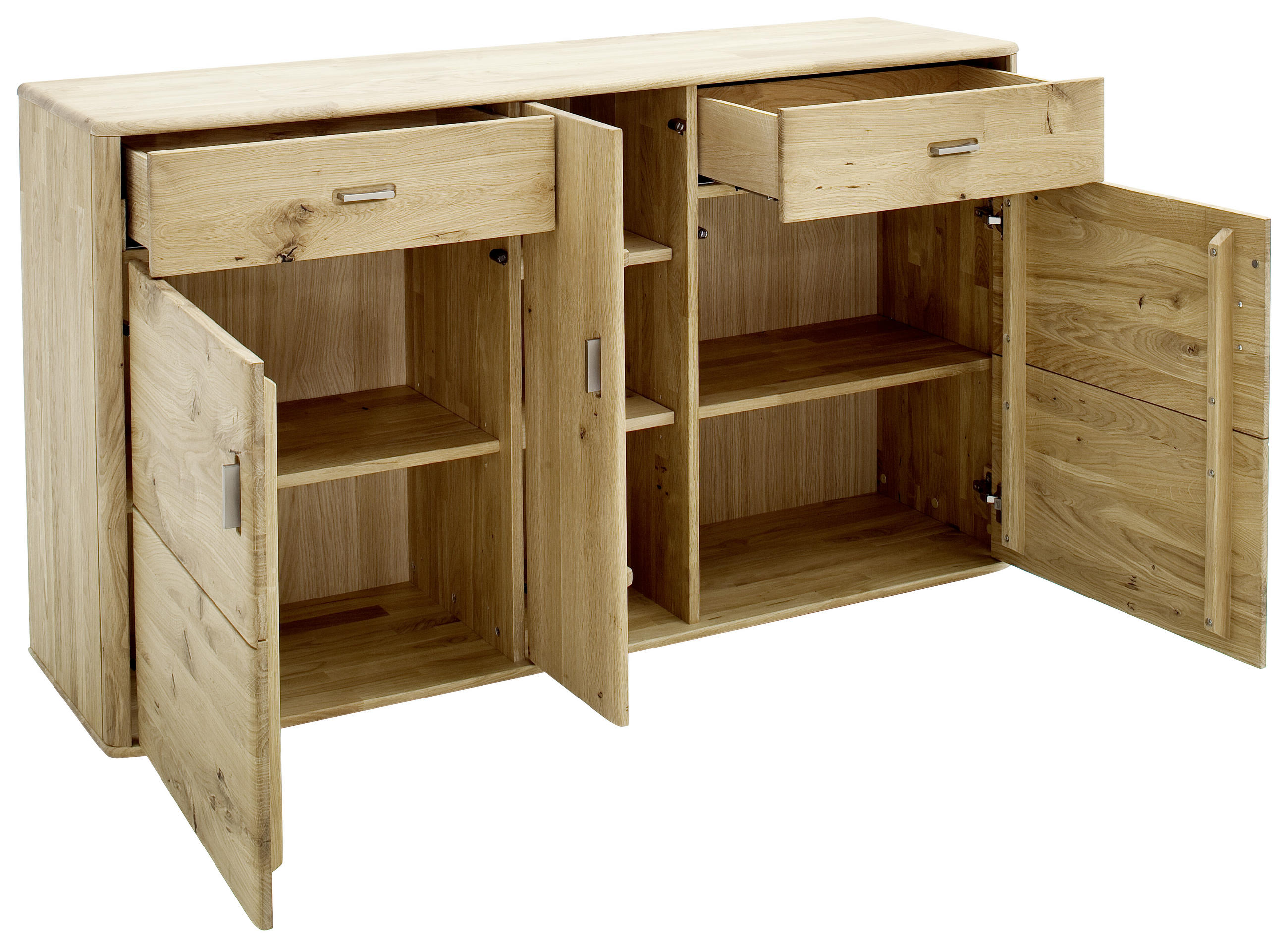 SIDEBOARD 156/90/44 cm  in Eichefarben  - Eichefarben/Silberfarben, Design, Holz/Metall (156/90/44cm) - Livetastic