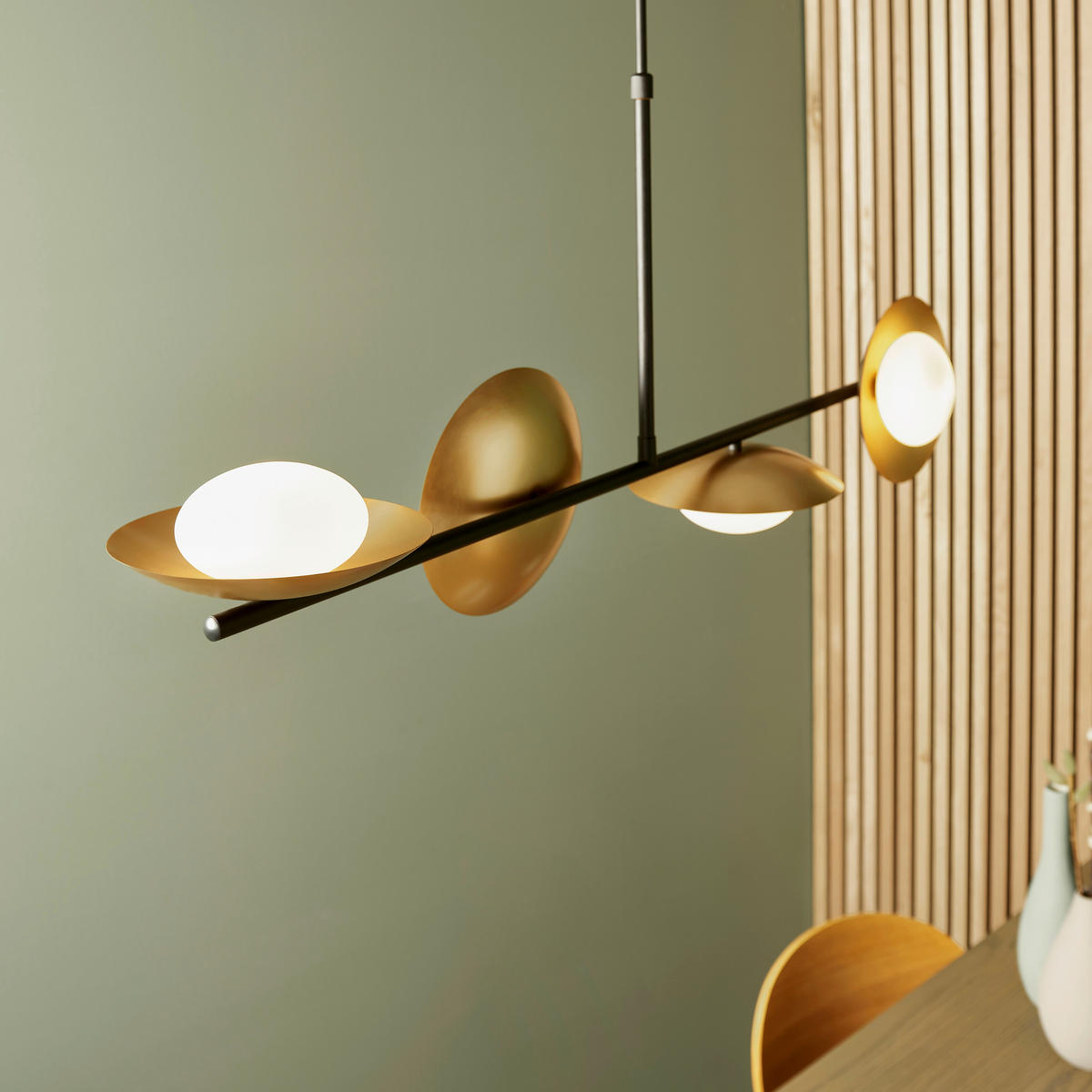 HÄNGELEUCHTE Ruffle 105/20/72 cm   - Goldfarben/Opal, KONVENTIONELL, Glas (105/20/72cm) - ENDON