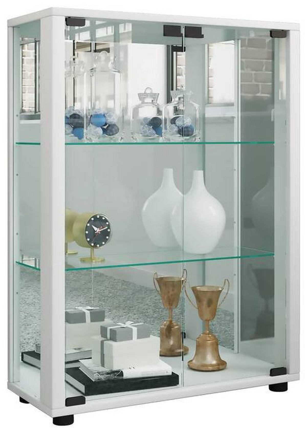 VITRINE in Weiss  - Weiss, Modern, Glas/Holzwerkstoff (60/80/25cm) - MID.YOU