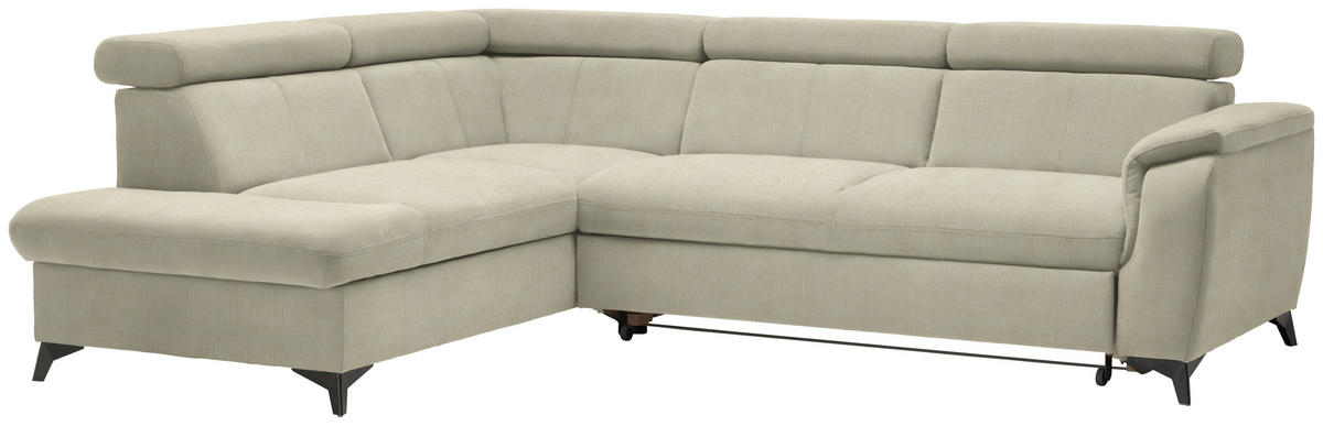 ECKSOFA in Flachgewebe Creme  - Creme/Schwarz, Design, Textil/Metall (203/260cm) - Stylife