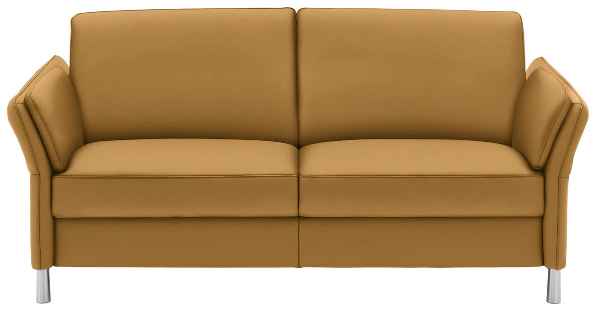 3-SITZER-SOFA in Leder Senfgelb  - Senfgelb/Alufarben, Design, Leder/Metall (190/82/99cm) - Dieter Knoll