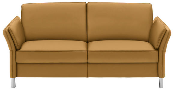 3-SITZER-SOFA Latina in Echtleder Senfgelb   - Senfgelb/Alufarben, Design, Leder/Metall (190/82/99cm) - Dieter Knoll