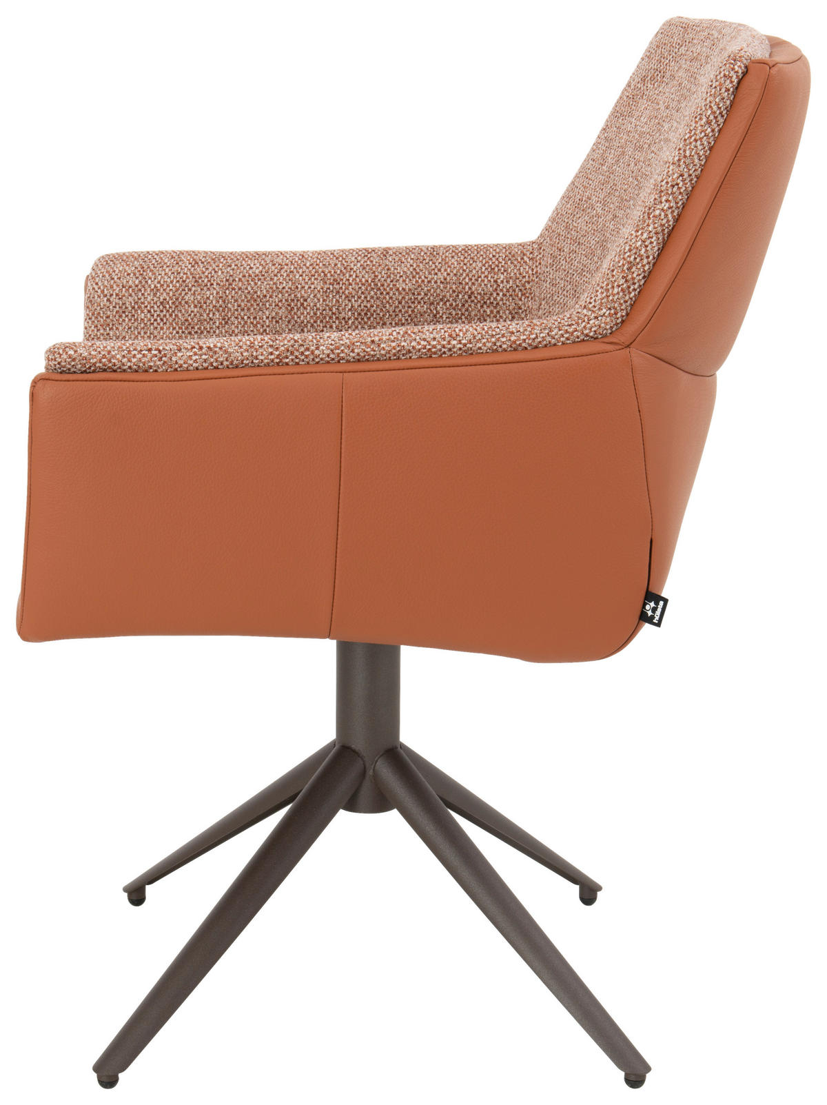 ARMLEHNSTUHL  Sitzfläche 360° drehbar, Stoff-/Lederauswahl Mikrofaser Echtleder  Rotbraun, Cognac  - Rotbraun/Cognac, Design, Leder/Textil (60/90/69cm) - hülsta
