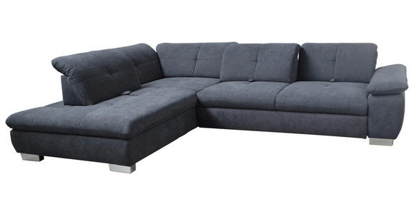 ECKSOFA Dunkelgrau Chenille  - Chromfarben/Dunkelgrau, Design, Textil (313/242cm) - Xora