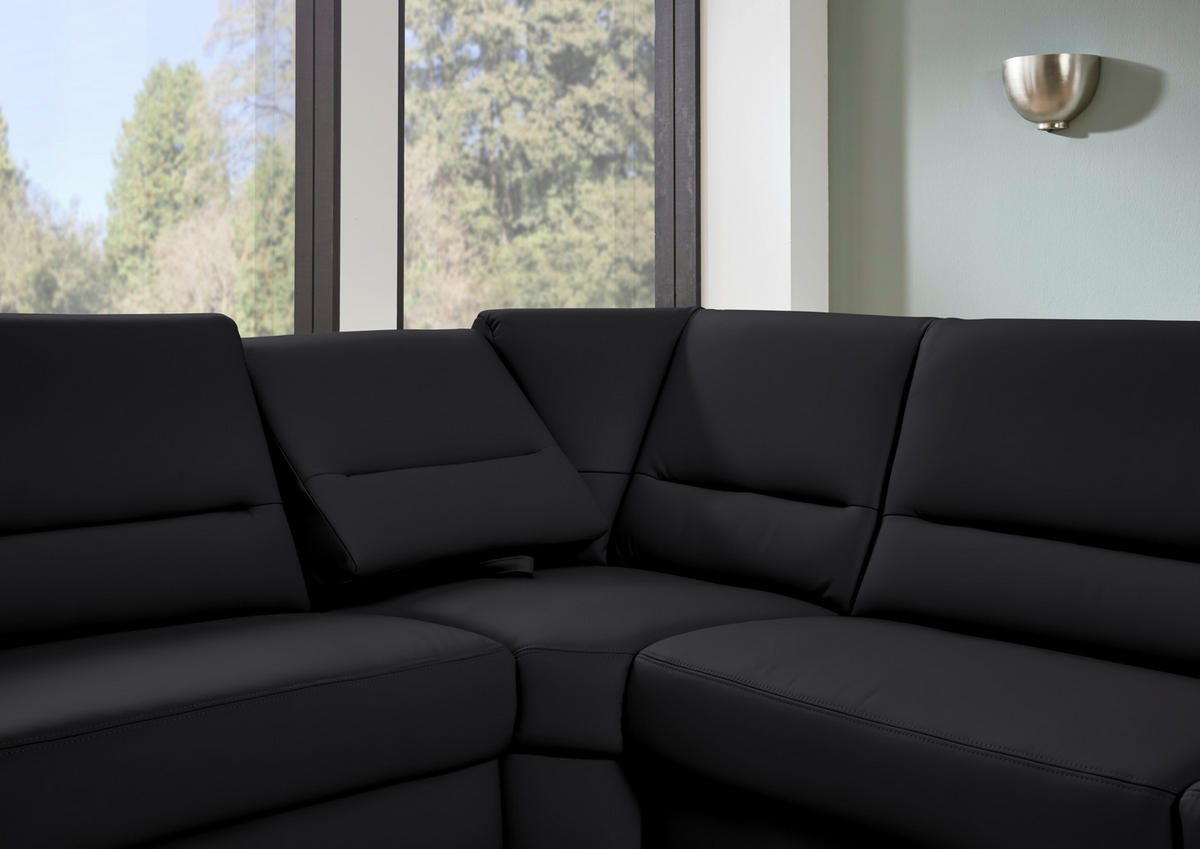 ECKSOFA  in Echtleder Schwarz  249/290 cm  - Schwarz, KONVENTIONELL, Leder/Metall (249/290cm) - Beldomo Premium