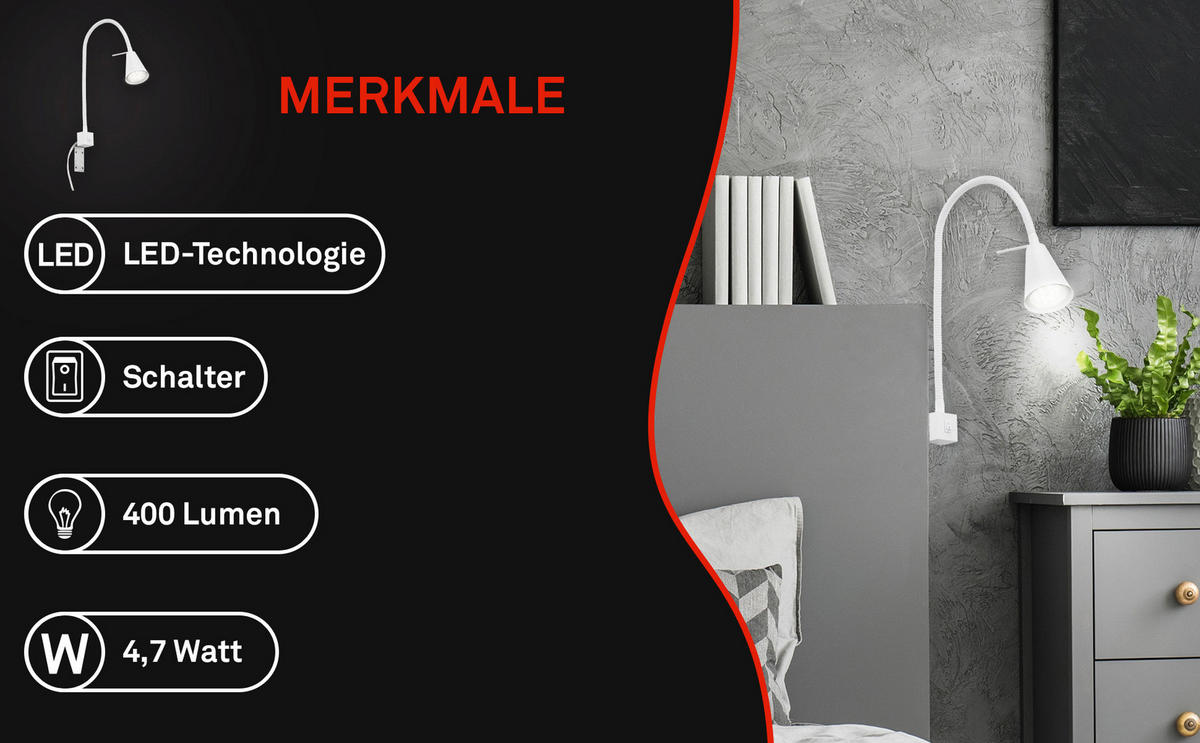 LED-WANDLEUCHTE 5,8/40,3 cm  - Weiß, Basics, Metall (5,8/40,3cm) - Briloner