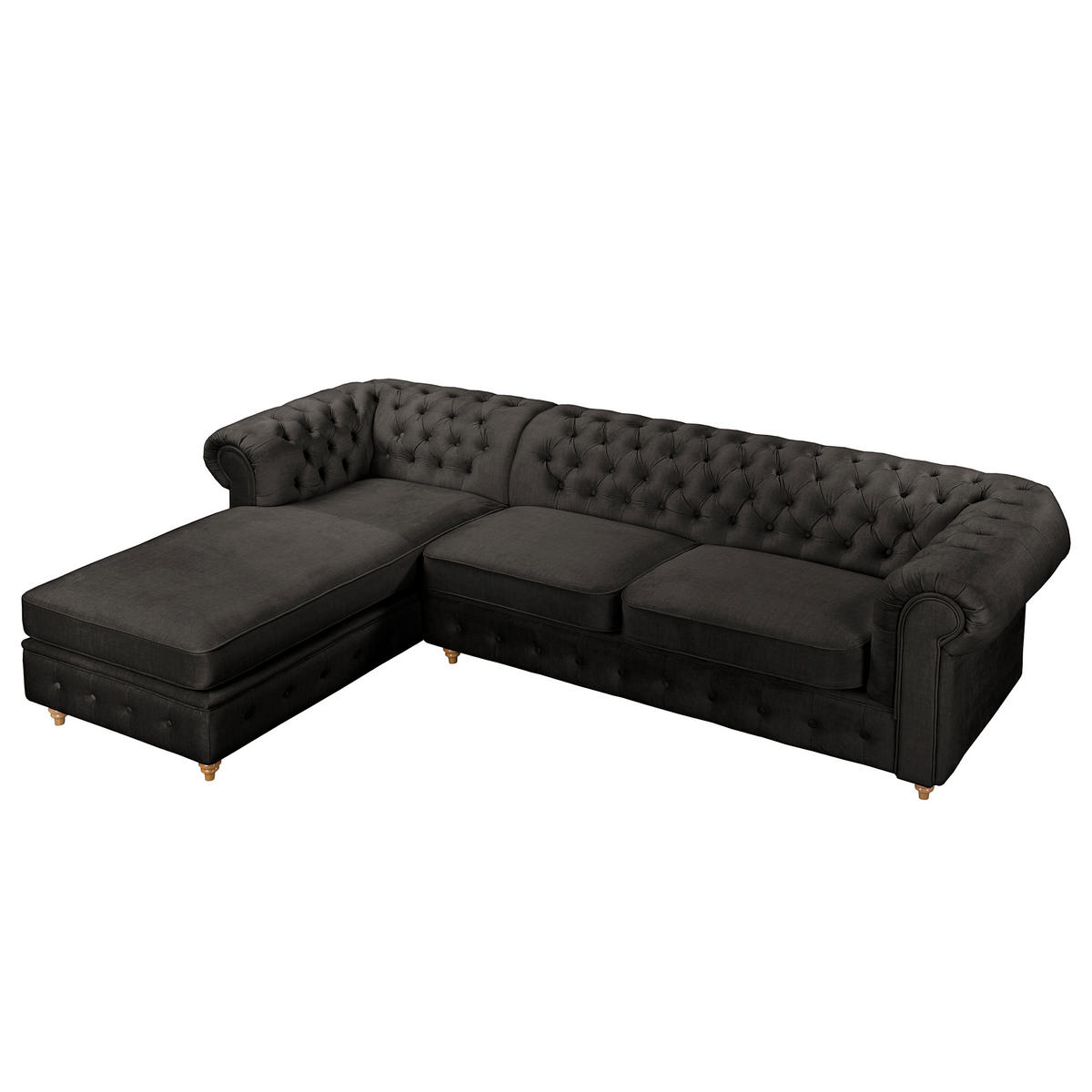ECKSOFA Laura Anthrazit Mikrofaser  - Anthrazit/Creme, Design, Holz/Textil (182/284cm) - P & B