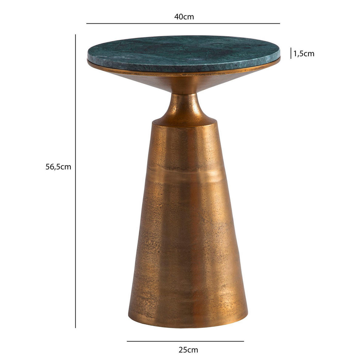 BEISTELLTISCH in Stein 40/40/56,5 cm  - Goldfarben/Grün, Design, Stein/Metall (40/40/56,5cm) - Livetastic