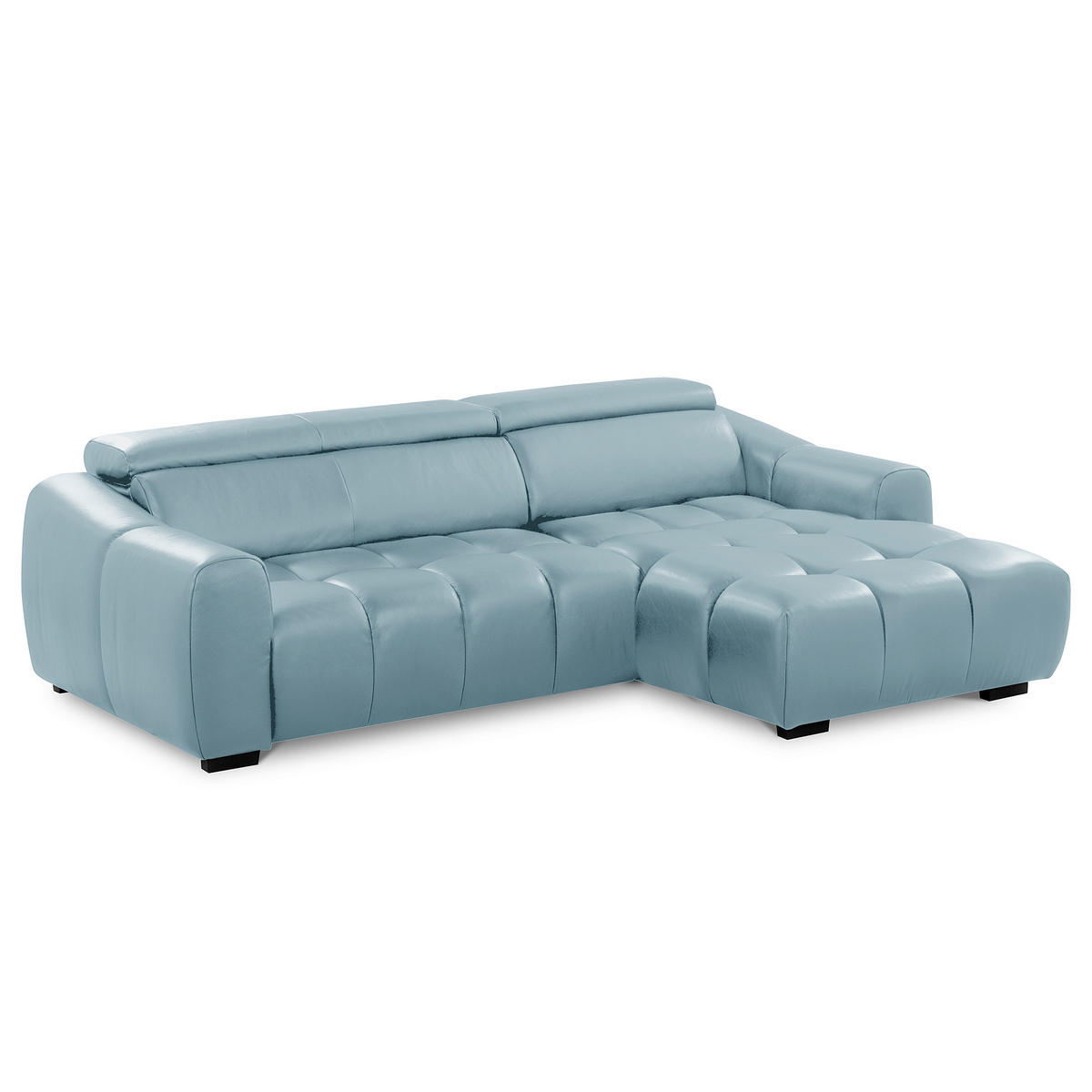 ECKSOFA  Echtleder Hellblau  - Schwarz/Hellblau, Design, Leder/Kunststoff (274/177cm) - Livetastic