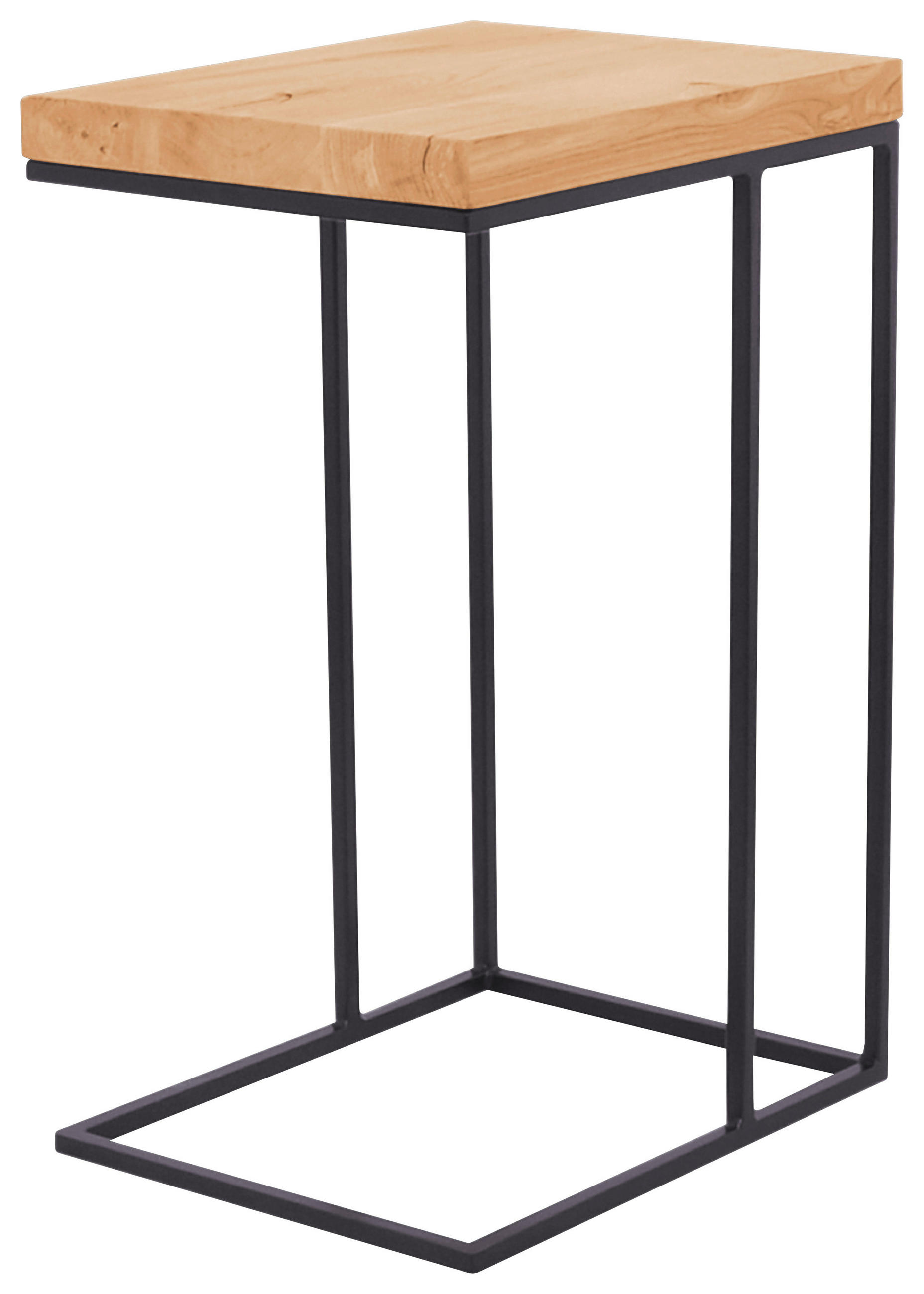 BEISTELLTISCH 45/35/69 cm Eiche massiv Schwarz, Eichefarben rechteckig  - Eichefarben/Schwarz, Design, Holz/Metall (45/35/69cm) - Novel