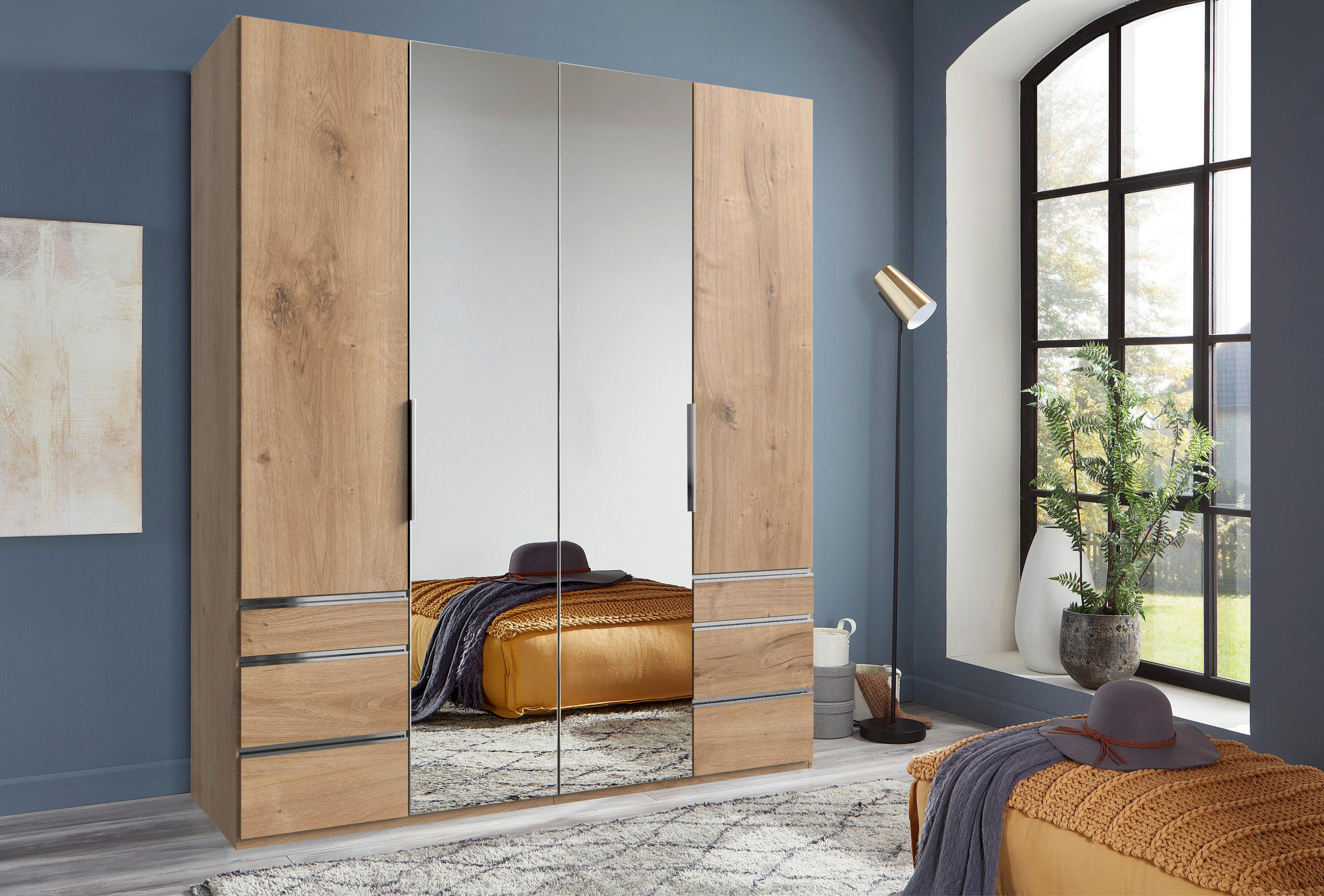 DREHTÜRENSCHRANK in Eichefarben  - Chromfarben/Eichefarben, Modern, Holzwerkstoff (200/236/58cm) - MID.YOU