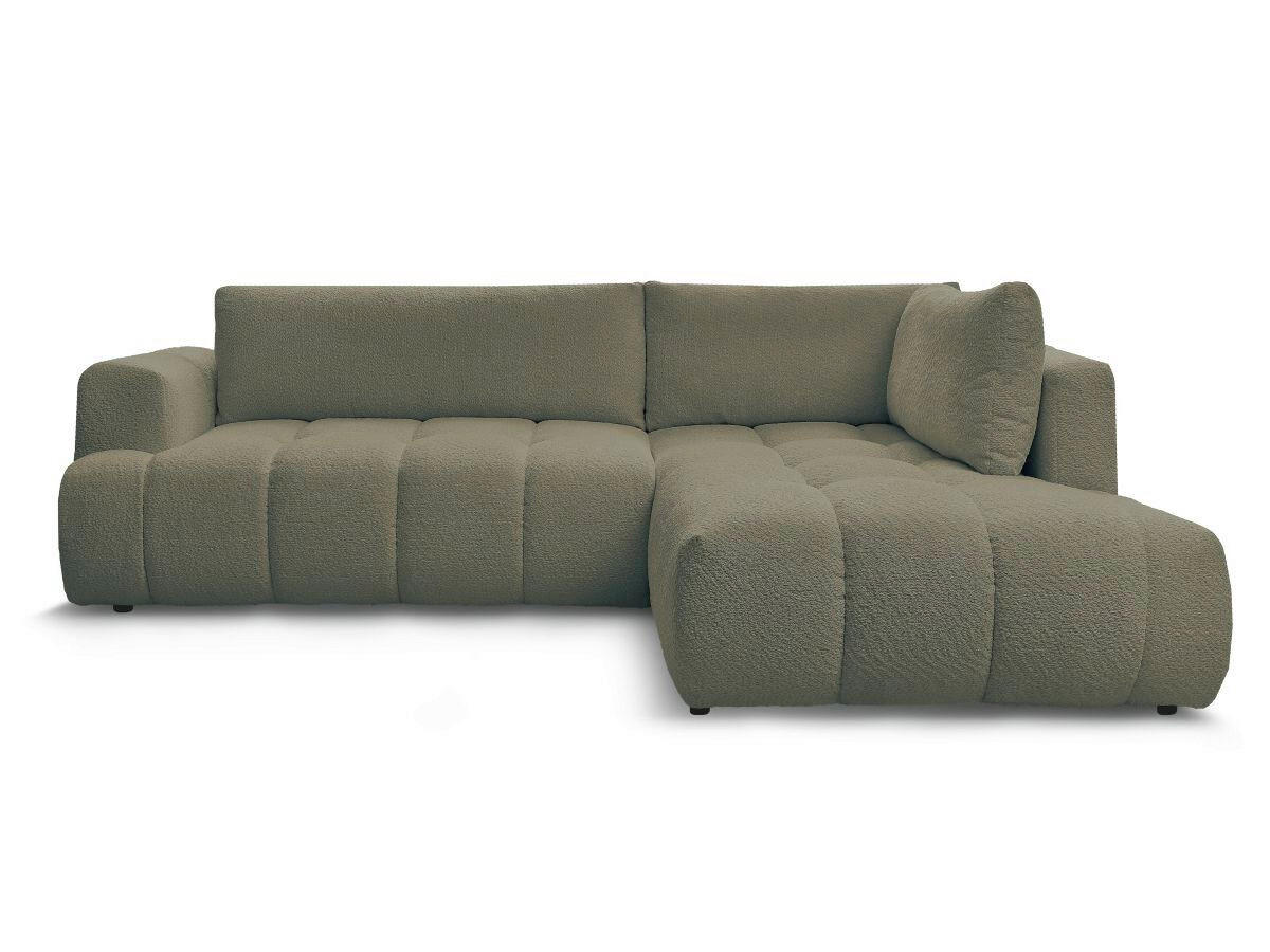 ECKSCHLAFSOFA EVEREST Bouclé Grün  inkl. Rückenkissen, Schlaffunktion  - Schwarz/Grün, MODERN, Kunststoff/Textil (282/204cm)