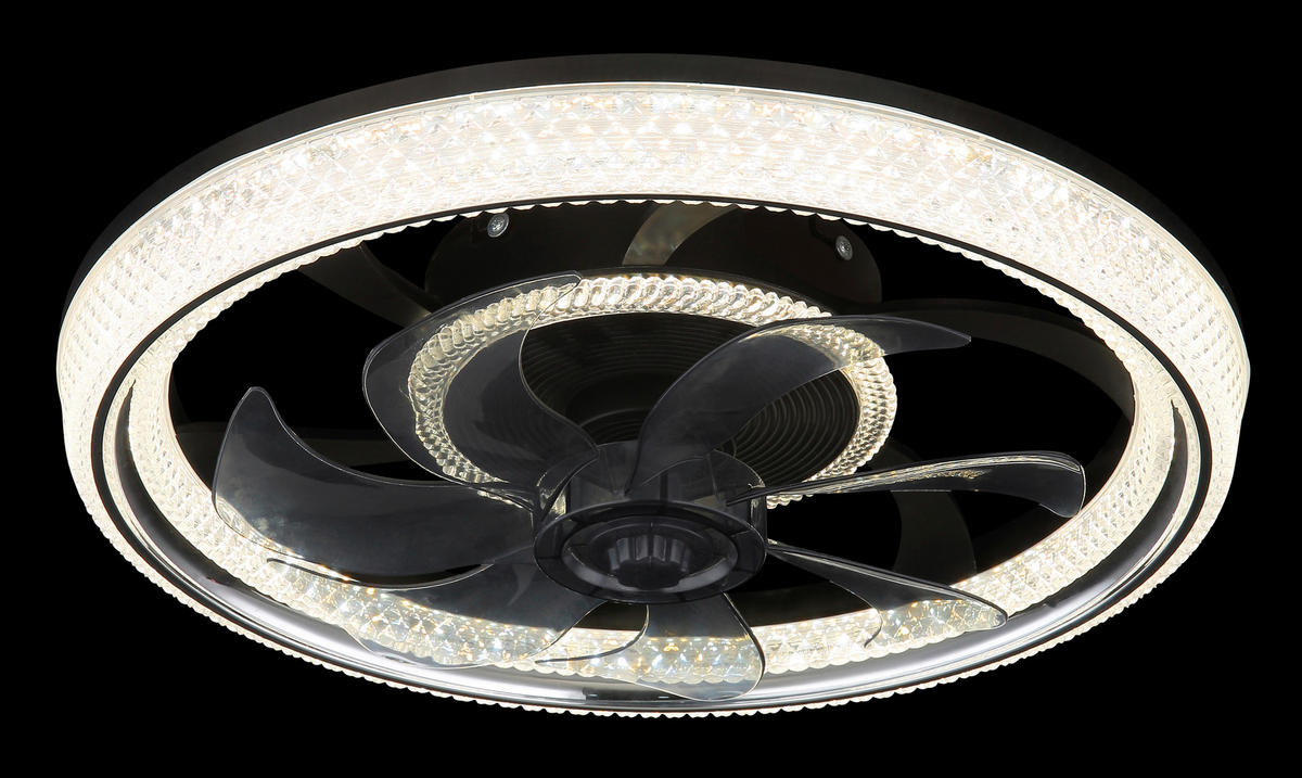 MENNYEZETI VENTILÁTOR - króm/fekete, Basics, műanyag (48/13cm) - Globo