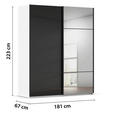 SCHWEBETÜRENSCHRANK  in Schwarz, Weiß  - Schwarz/Weiß, KONVENTIONELL, Glas/Holzwerkstoff (181/223/68cm) - Novel