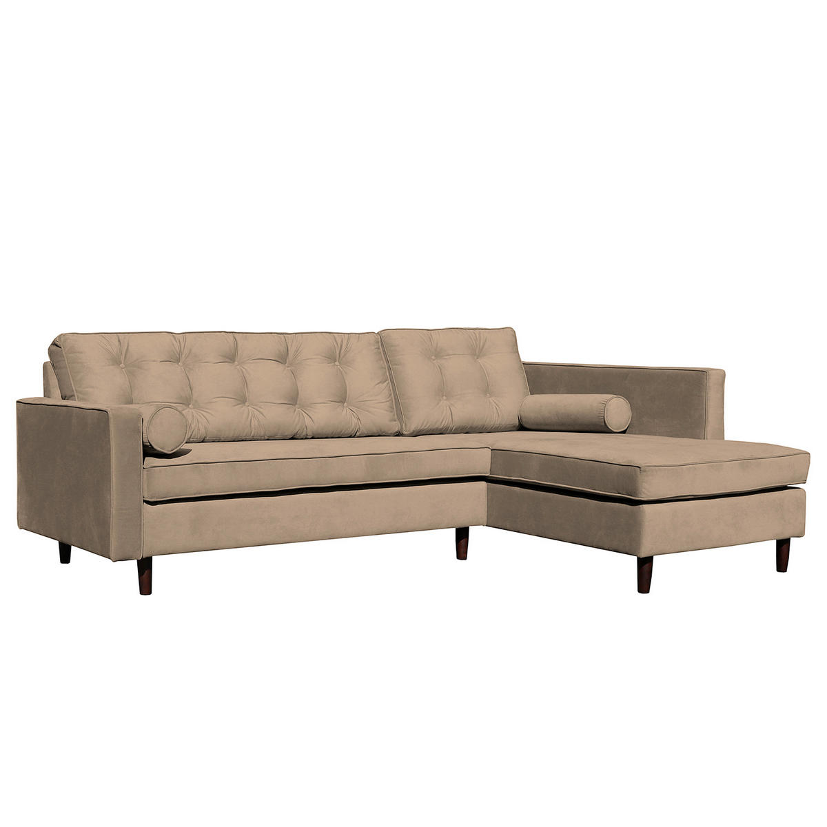 ECKSOFA VANCOUVER in Mikrofaser Hellbraun Zierkissen, Rückenkissen  240/169 cm  - Hellbraun/Braun, Design, Holz/Textil (240/169cm) - P & B