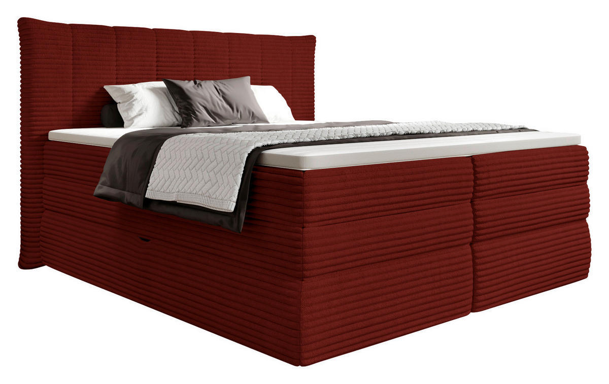 BOXSPRINGBETT 180/200 cm  in Rotbraun  - Rotbraun/Schwarz, Design, Kunststoff/Textil (180/200cm) - Esposa