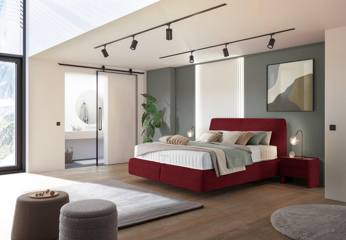 BOXSPRINGBETT 200/200 cm  in Rot  - Rot/Schwarz, Design, Kunststoff/Textil (200/200cm) - Johann Jakob