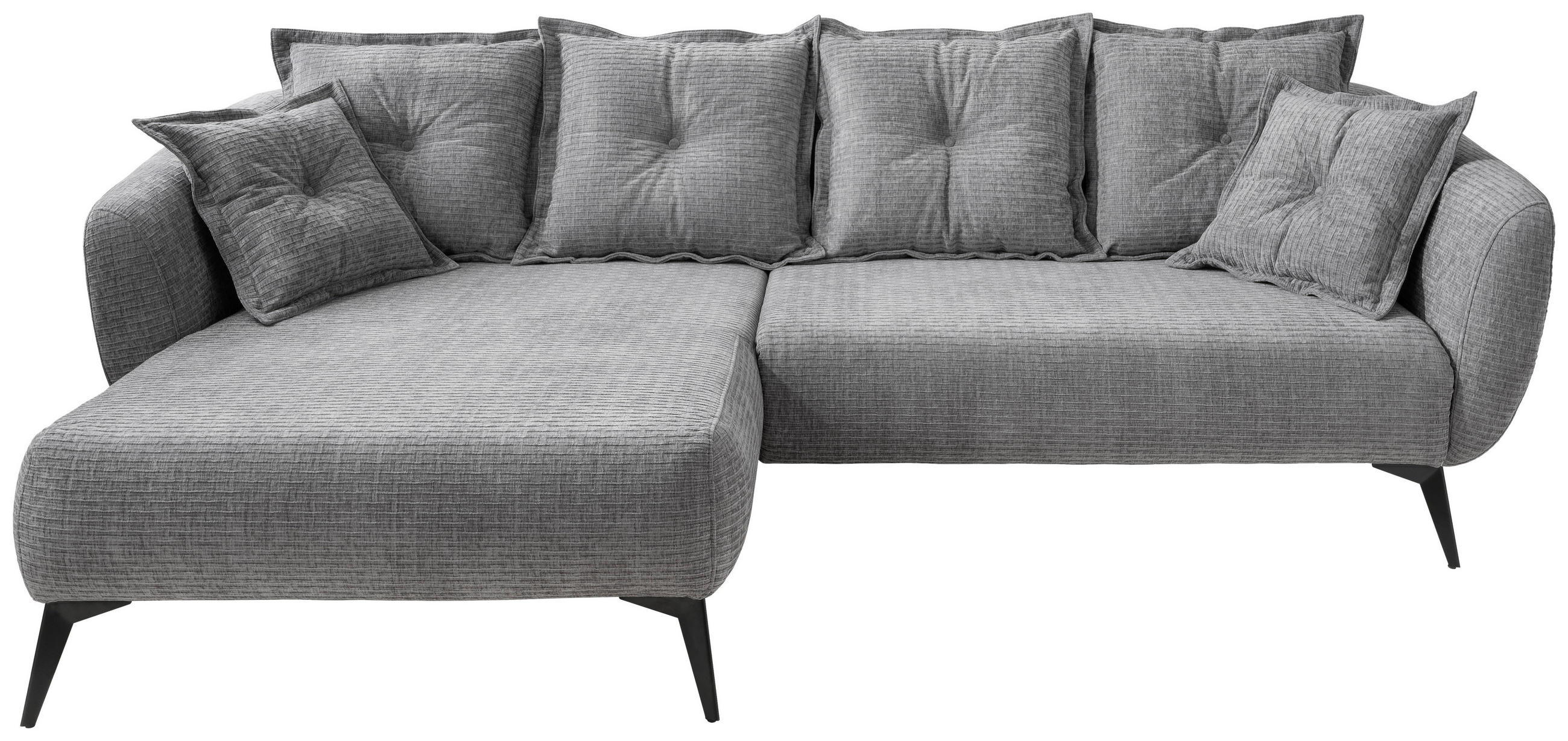 ECKSOFA in Mikrofaser Grau  - Schwarz/Grau, Modern, Textil/Metall (162/277cm) - Livetastic