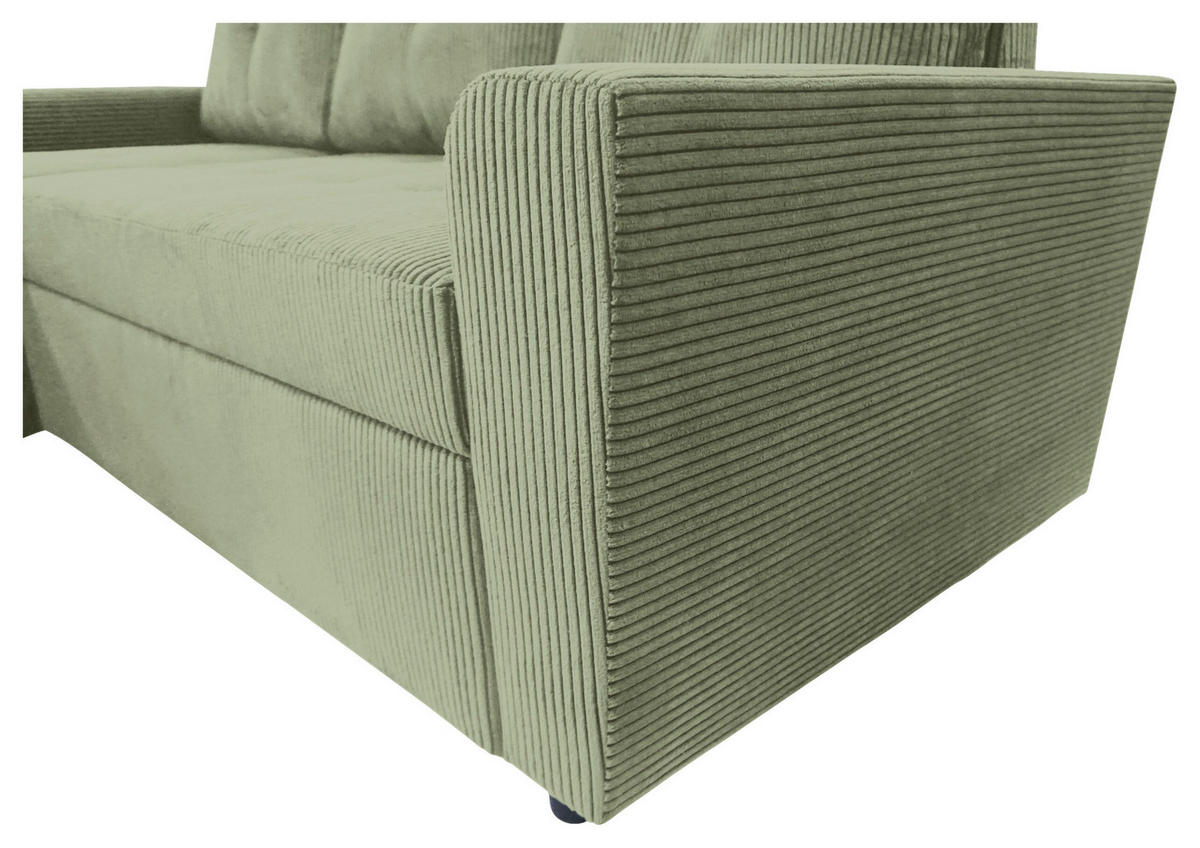 ECKSOFA TERMOLI Mintgrün Cord  - Schwarz/Mintgrün, Design, Kunststoff/Textil (155/231cm) - MID.YOU