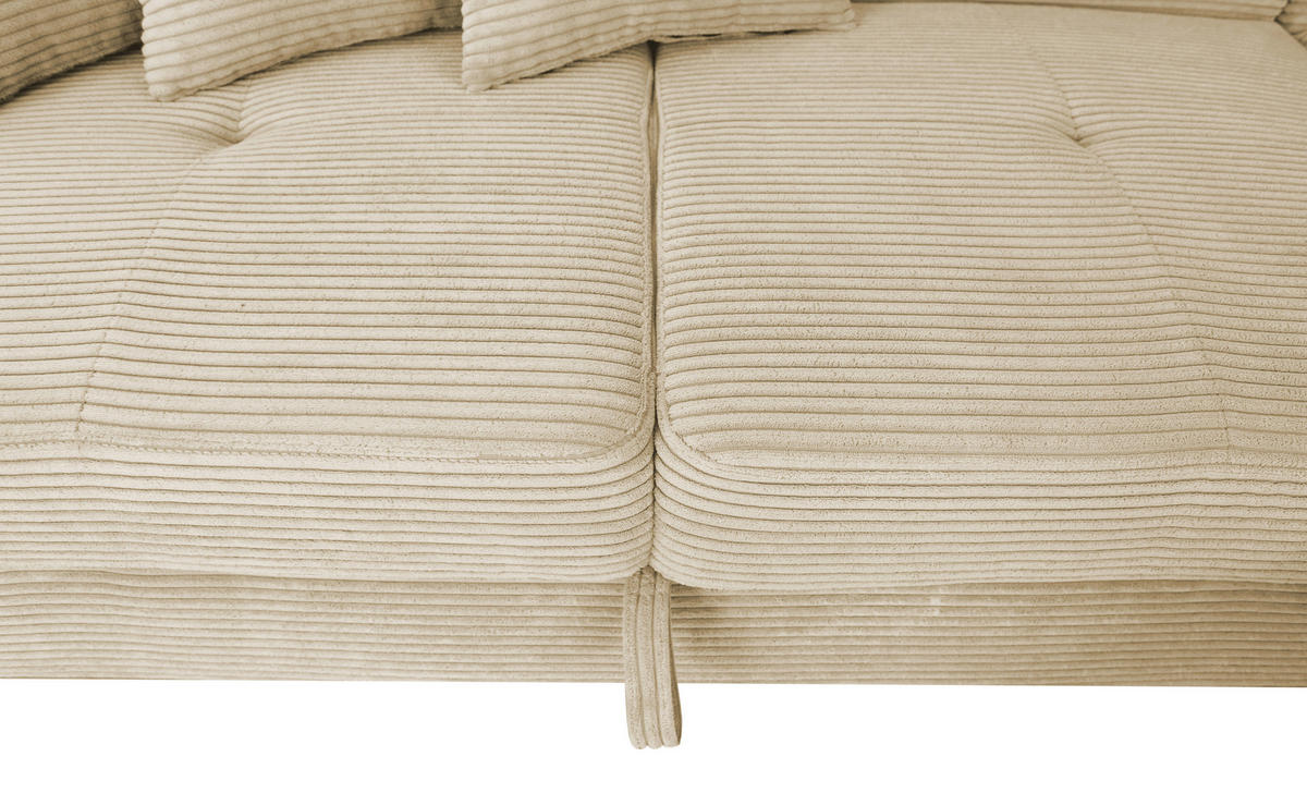 ECKSOFA in Cord Creme  - Silberfarben/Creme, Design, Textil/Metall (257/226cm) - Xora