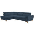 ECKSOFA in Bouclé Blau  - Blau/Eichefarben, MODERN, Holz/Textil (212/287cm) - Valnatura