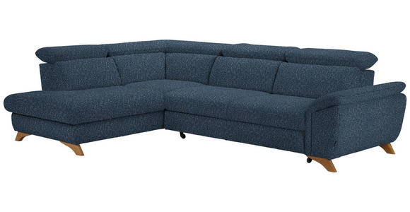 ECKSOFA in Bouclé Blau  - Blau/Eichefarben, MODERN, Holz/Textil (212/287cm) - Valnatura