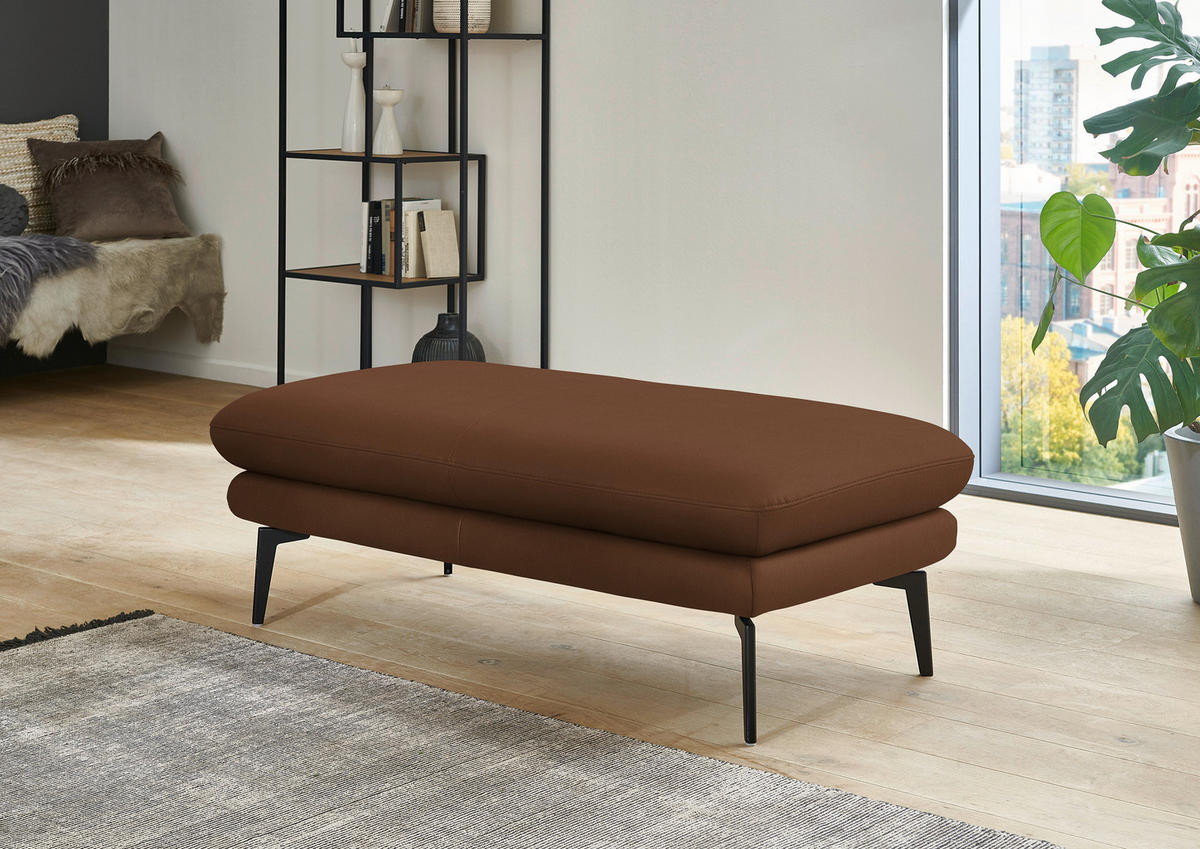 ECKSOFA in Echtleder Hellbraun  - Hellbraun/Schwarz, Design, Leder/Metall (180/310cm) - Dieter Knoll