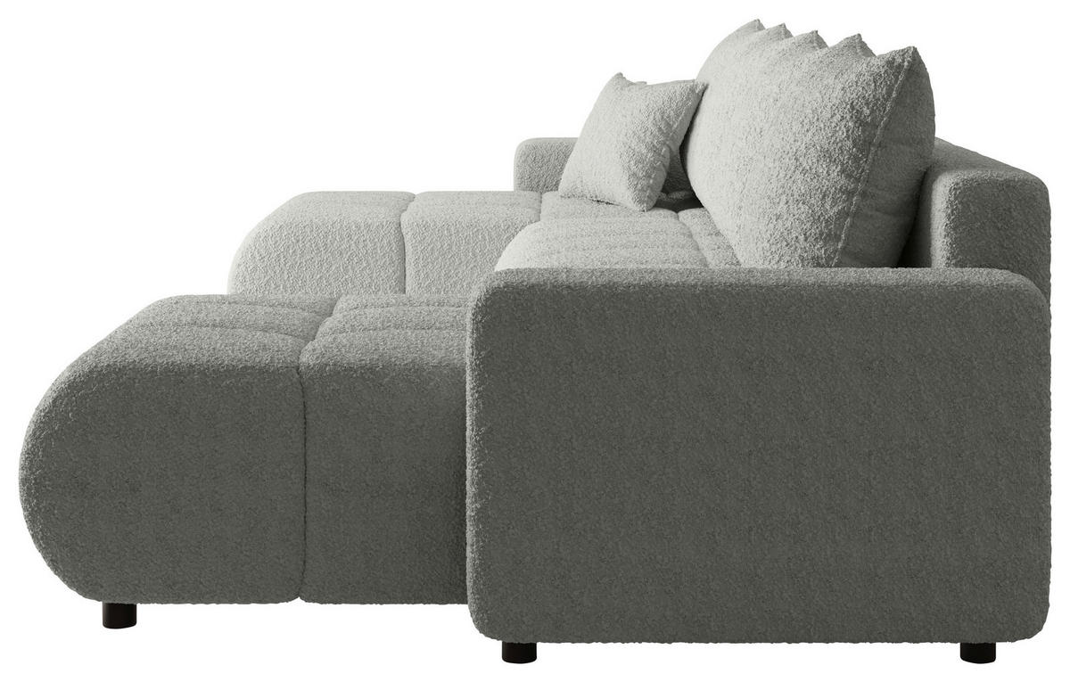 WOHNLANDSCHAFT  in Bouclé Hellgrau  - Hellgrau/Schwarz, MODERN, Kunststoff/Textil (150/312/150cm) - Carryhome