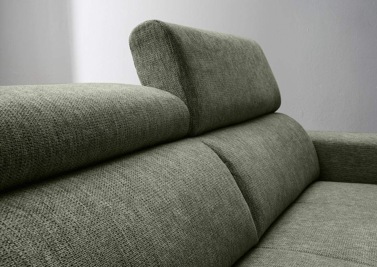 ECKSOFA Dunkelgrün Chenille  - Dunkelgrün/Schwarz, KONVENTIONELL, Textil/Metall (188/276cm) - Livetastic