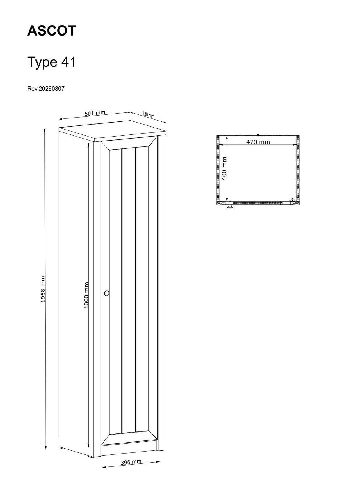 GARDEROBENSCHRANK  in 50/197/43 cm  - Messingfarben/Grün, Design, Holzwerkstoff/Metall (50/197/43cm) - Modante