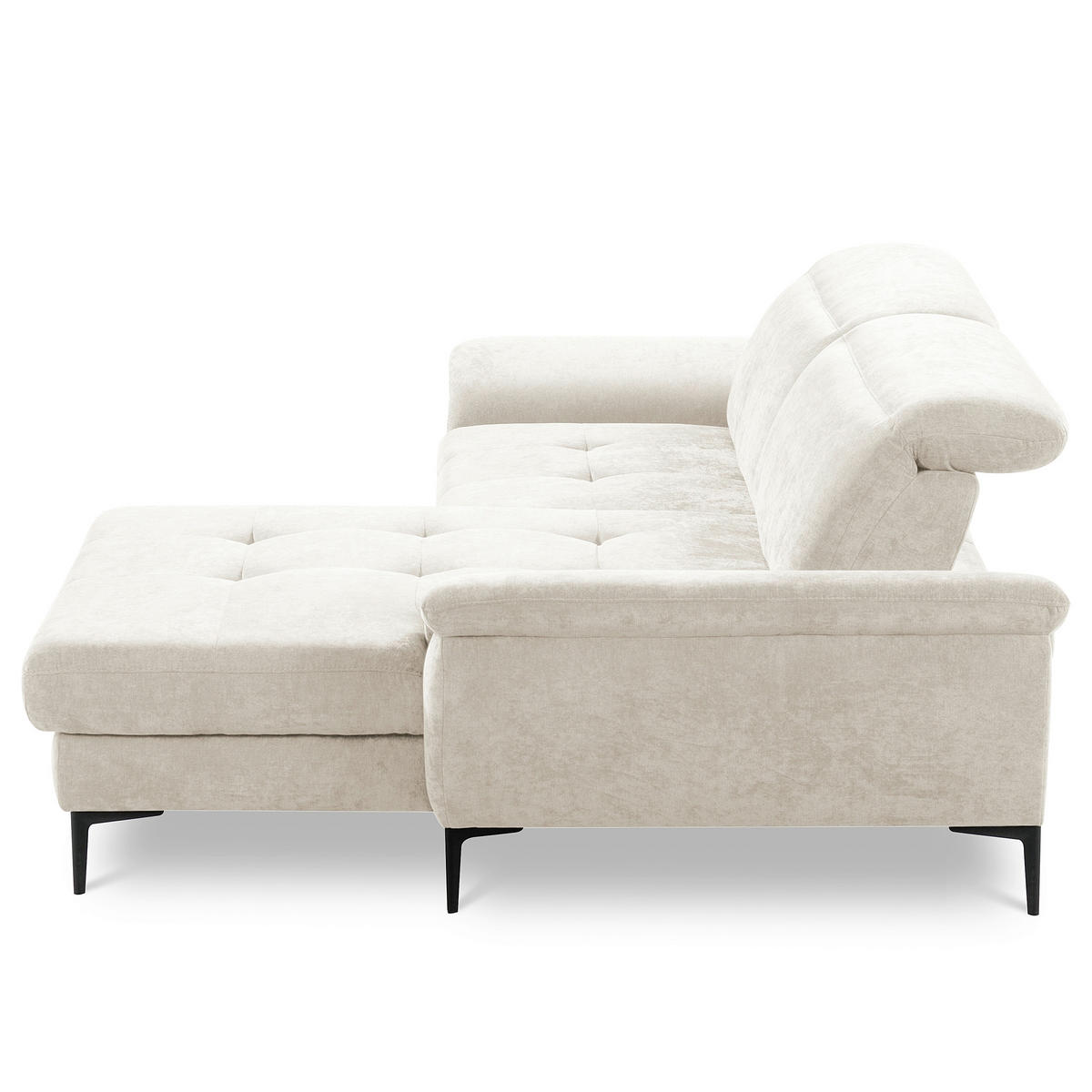 ECKSOFA  Webstoff Creme  - Creme/Schwarz, Design, Textil/Metall (268/195cm) - Livetastic