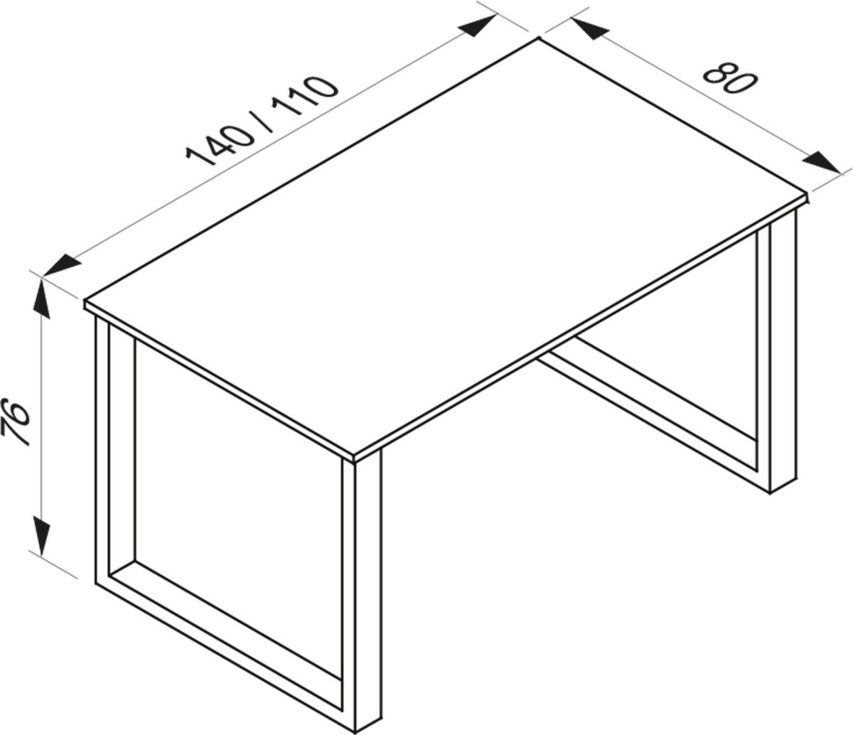 ESSTISCH Nachbildung  Metall, Holzwerkstoff rechteckig Silberfarben, Sonoma Eiche  - Silberfarben/Sonoma Eiche, Basics, Holzwerkstoff/Metall (110/80/76cm) - MID.YOU
