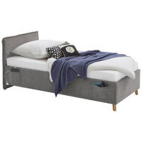 POLSTERBETT 90/200 cm  Grau  - Eichefarben/Birkefarben, Konventionell, Holz/Textil (90/200cm) - home24