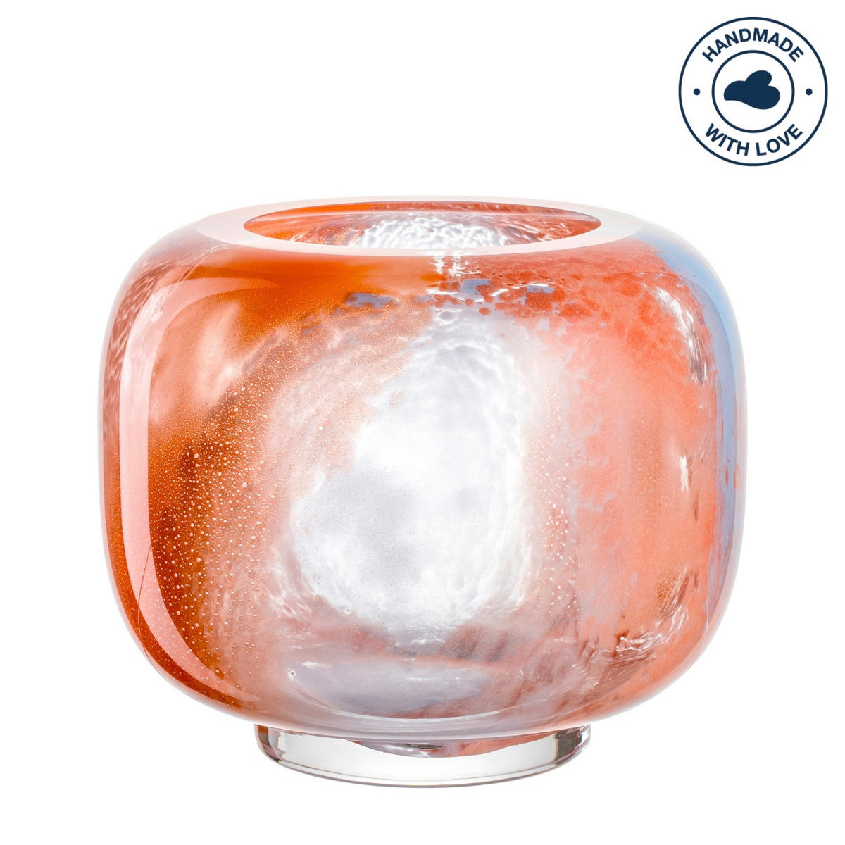 VASE  - Blau/Orange, Design, Glas (23,5/20/23,5cm) - Leonardo