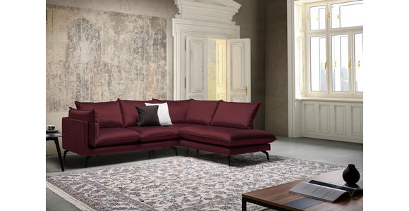 ECKSOFA Bordeaux Samt  - Bordeaux/Schwarz, Design, Textil/Metall (241/200cm) - Carryhome