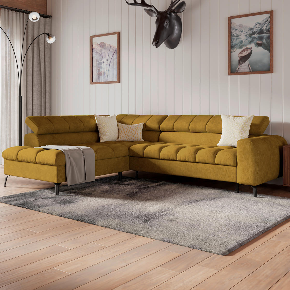 ECKSOFA in Terracotta  - Terracotta/Schwarz, Trend, Kunststoff/Textil (203/261cm) - Livetastic