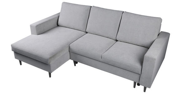ECKSOFA  in Struktur Hellgrau  - Hellgrau/Schwarz, MODERN, Holz/Kunststoff (145/230cm) - Carryhome