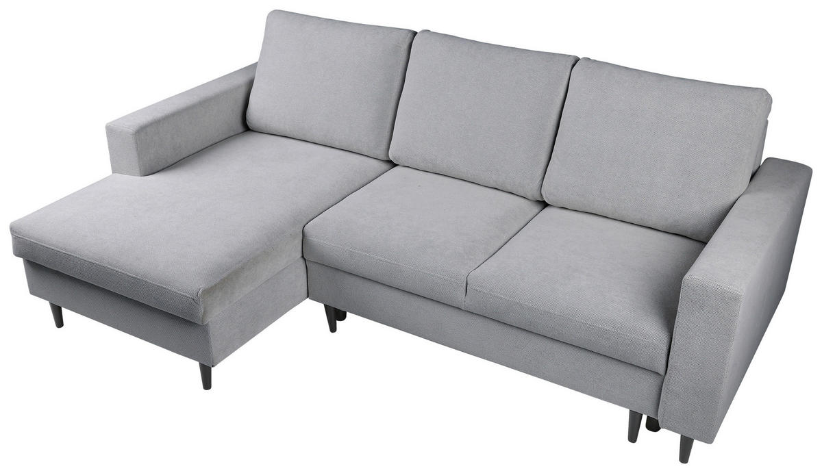ECKSOFA in Struktur Hellgrau  - Hellgrau/Schwarz, Modern, Holz/Kunststoff (145/230cm) - MID.YOU