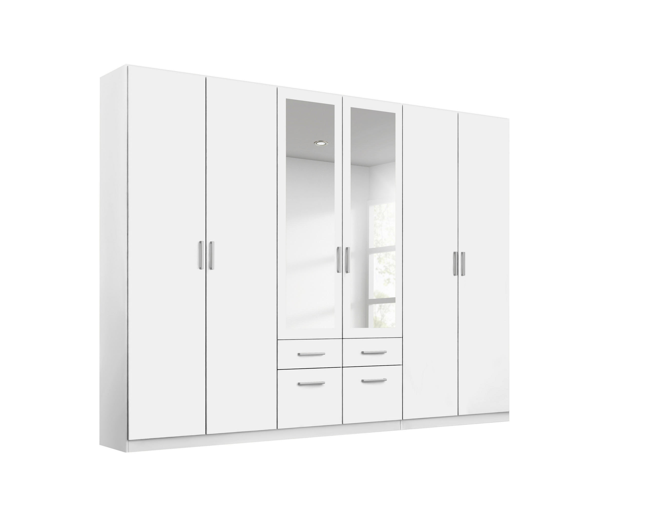DREHTÜRENSCHRANK 271/229/54 cm 6-türig Weiß  - Alufarben/Weiß, MODERN, Holzwerkstoff/Kunststoff (271/229/54cm) - Rauch Möbel
