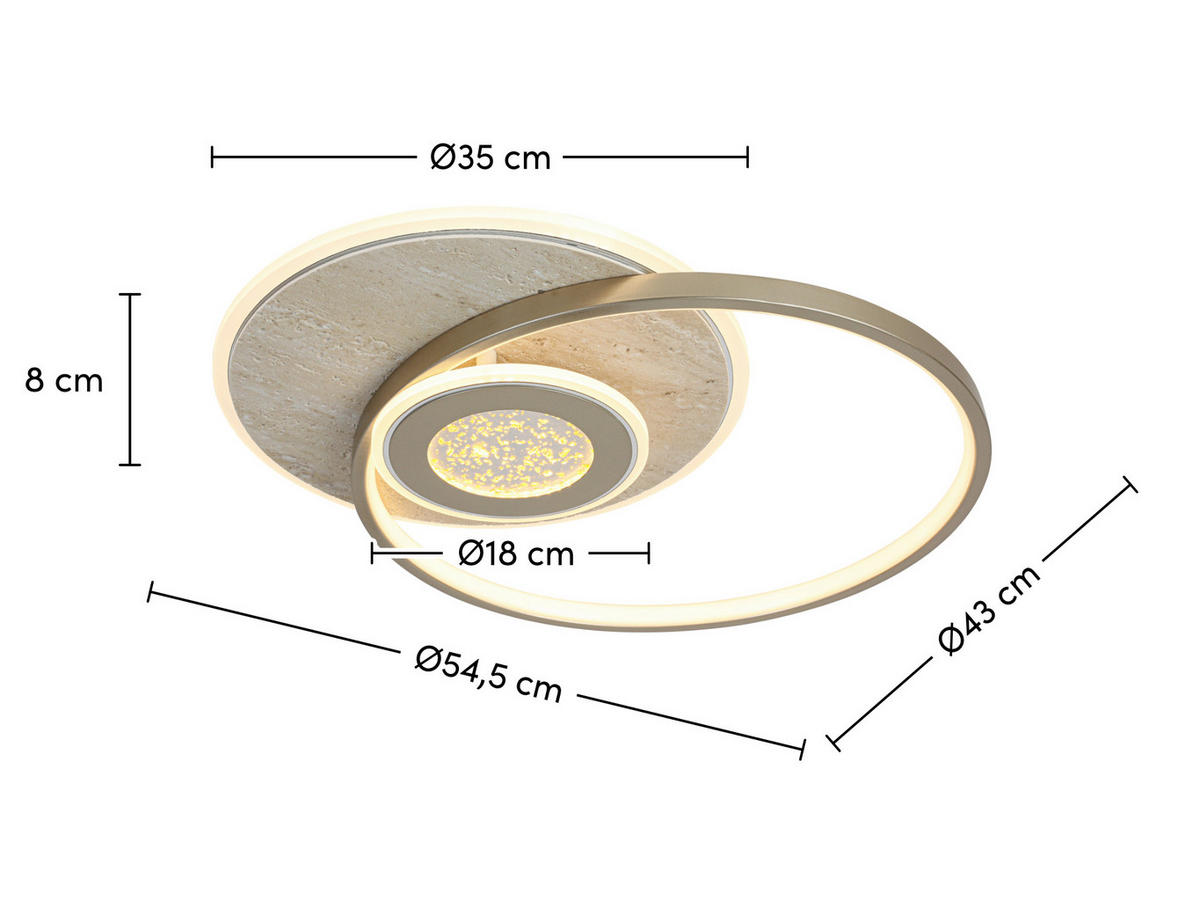 LED PLAFONJERA Travera  - boja hroma/šampanjac, Dizajnerski, kamen/metal (54,5/43/8cm) - Novel