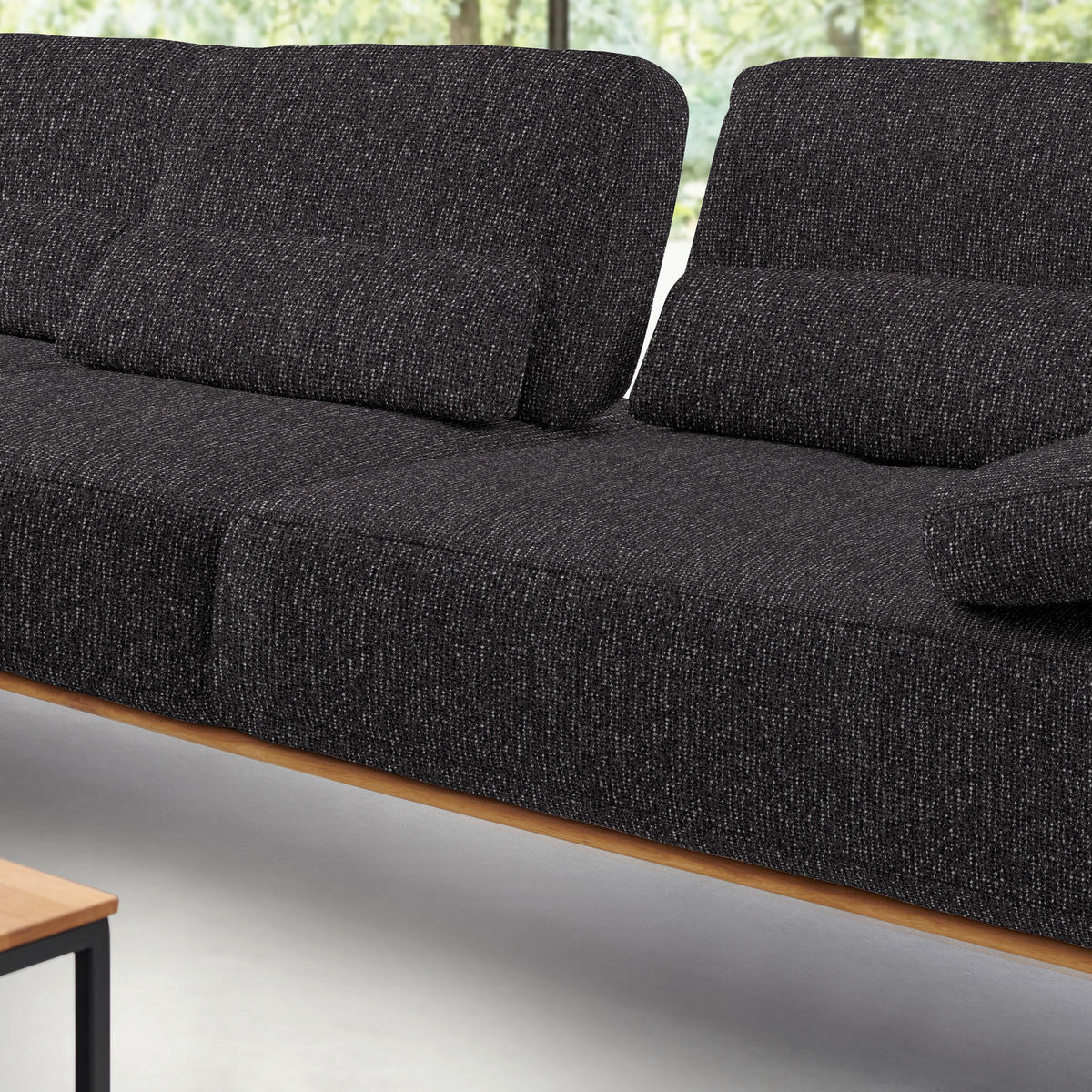 ECKSOFA in Flachgewebe Anthrazit  176/314 cm  - Anthrazit/Schwarz, Natur, Holz/Textil (176/314cm) - Valnatura