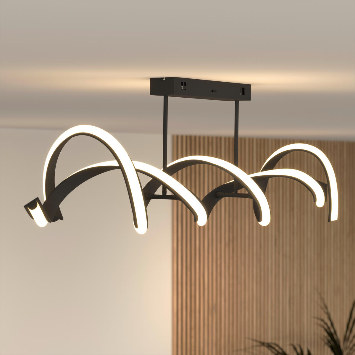 LED-DECKENLEUCHTE Bracknell 120/22/32 cm   - Schwarz, Design, Kunststoff/Metall (120/22/32cm) - Novel