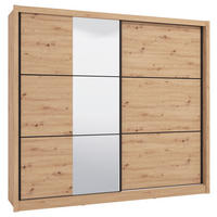 SCHIEBETÜRENSCHRANK 242/215,5/60 cm 2-türig Eiche Artisan  - Schwarz/Eiche Artisan, Basics, Glas/Holzwerkstoff (242/215,5/60cm) - Xora