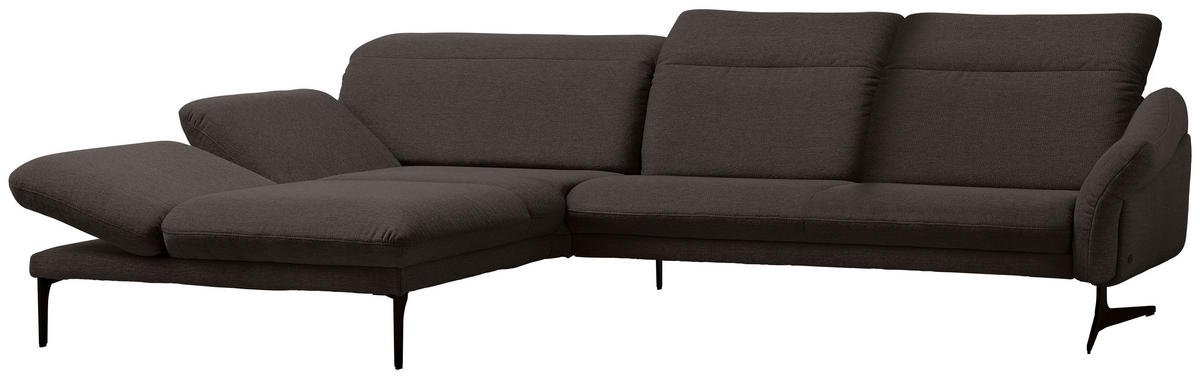 ECKSOFA in Webstoff Dunkelbraun  - Anthrazit/Dunkelbraun, Design, Textil/Metall (203/299cm) - Himolla