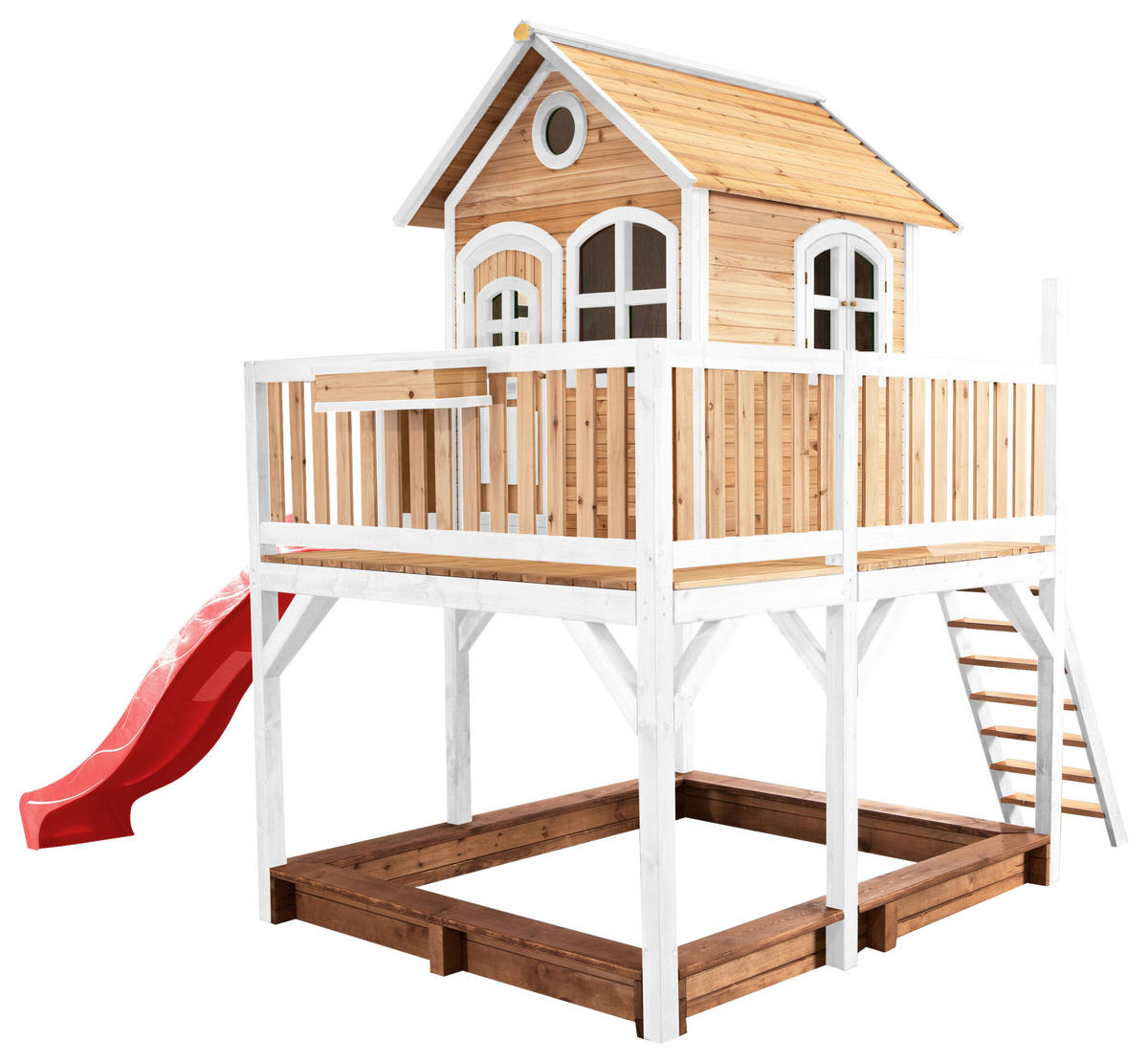 SPIELTURM 377/291/255 cm  - Rot/Braun, KONVENTIONELL, Holz (377/291/255cm) - Ambia Garden