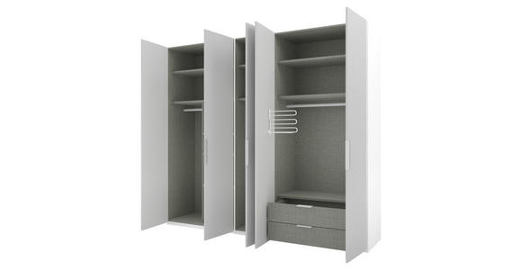 DREHTÜRENSCHRANK  in Grau, Weiß  - Weiß/Grau, KONVENTIONELL, Holzwerkstoff/Metall (250/223/62cm) - Novel