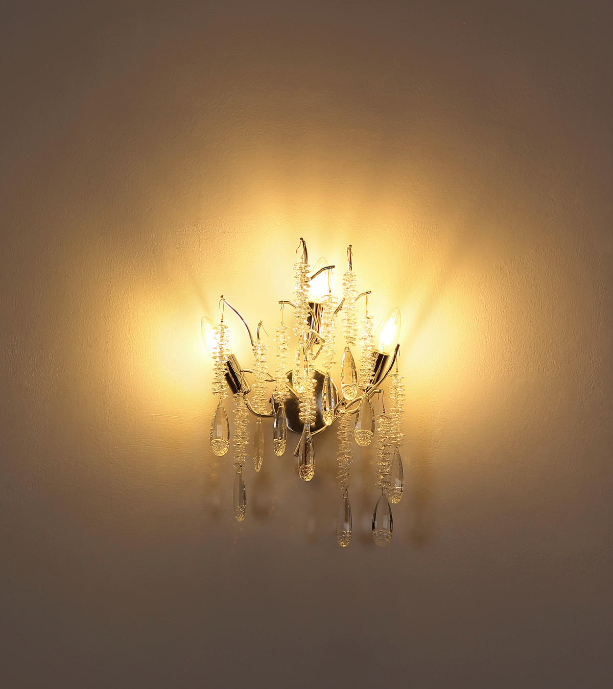 WANDLEUCHTE 35/47 cm   - Klar/Silberfarben, KONVENTIONELL, Glas/Metall (35/47cm) - Globo