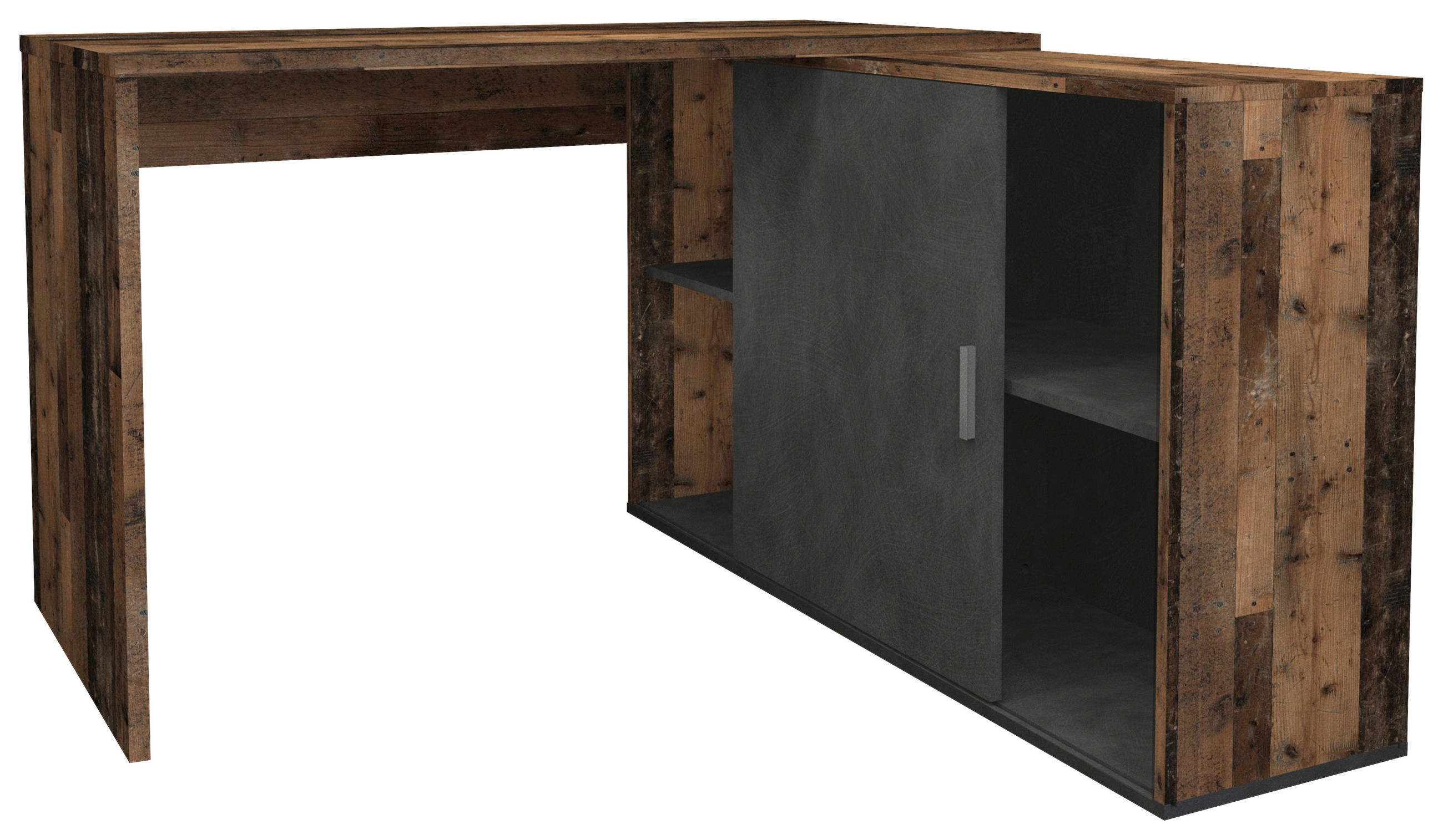 ECKSCHREIBTISCH 119/124/75 cm  in Dunkelgrau, Dunkelbraun  - Dunkelgrau/Dunkelbraun, KONVENTIONELL, Holzwerkstoff (119/124/75cm) - MID.YOU