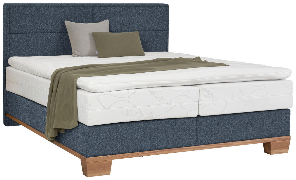 BOXSPRINGBETT 180/200 cm  in Eichefarben, Dunkelblau  - Eichefarben/Dunkelblau, Natur, Holz/Textil (180/200cm) - Valnatura